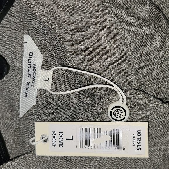 Max Studio olive green zip up shirt jacket women's top linen blend - Picture 2 of 10